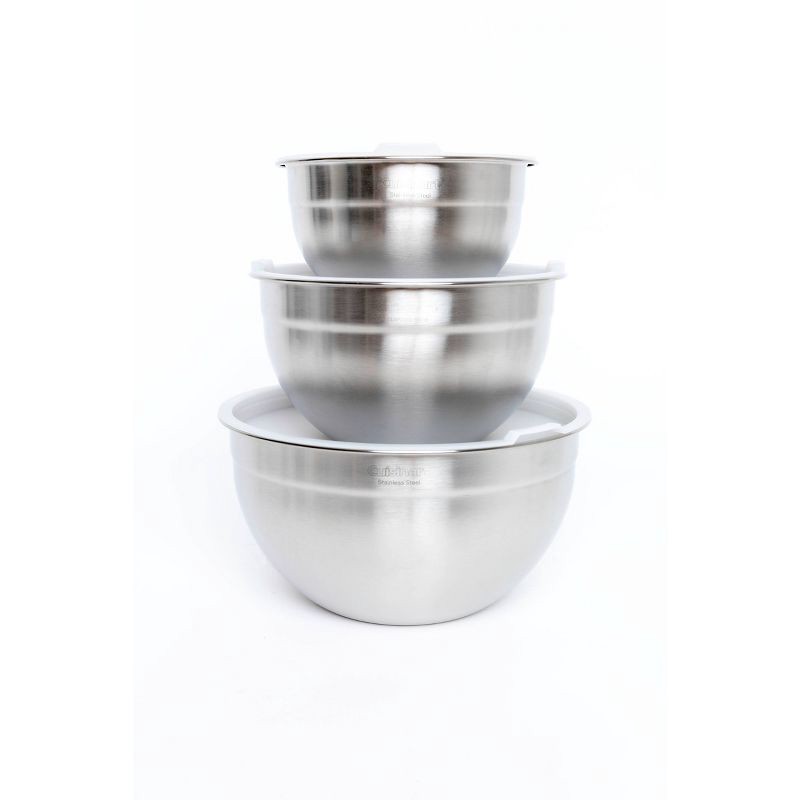 slide 6 of 6, Cuisinart Set of 3 Stainless Steel Mixing Bowls with Lids, 1 ct