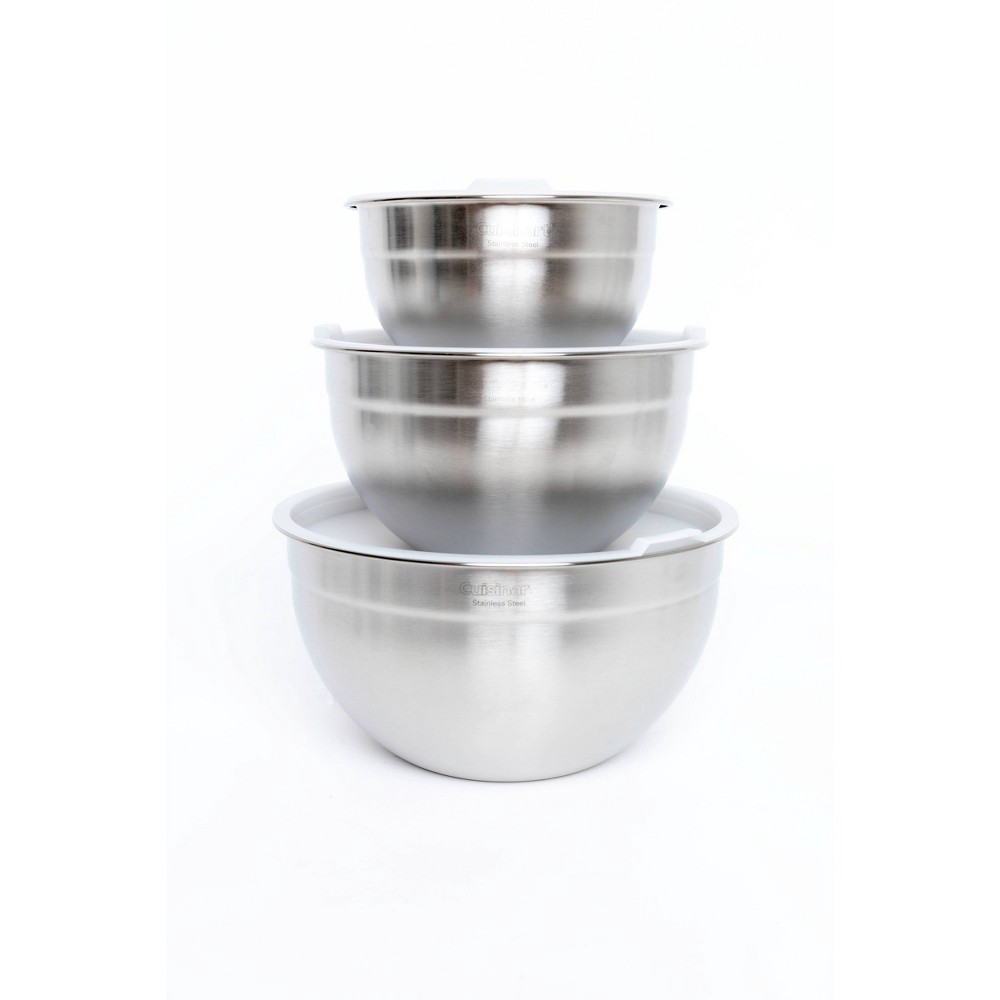 slide 6 of 6, Cuisinart Set of 3 Stainless Steel Mixing Bowls with Lids - CTG-00-SMB, 1 ct