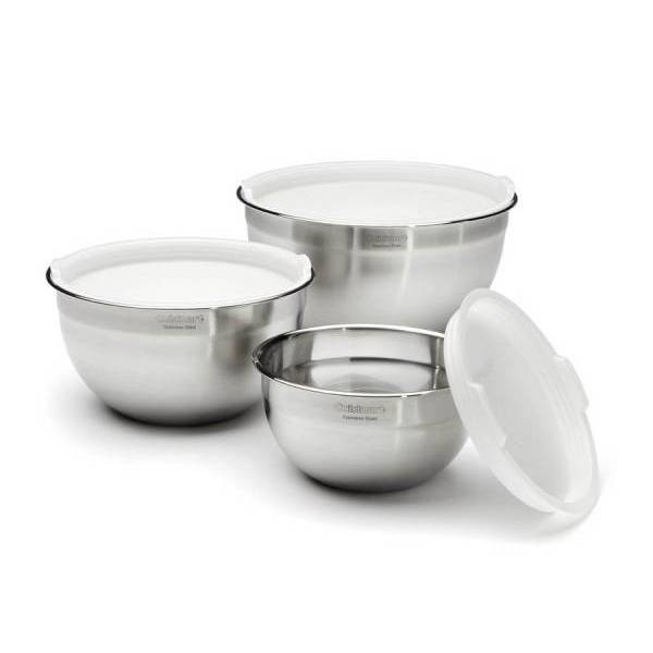 slide 1 of 6, Cuisinart Set of 3 Stainless Steel Mixing Bowls with Lids - CTG-00-SMB, 1 ct