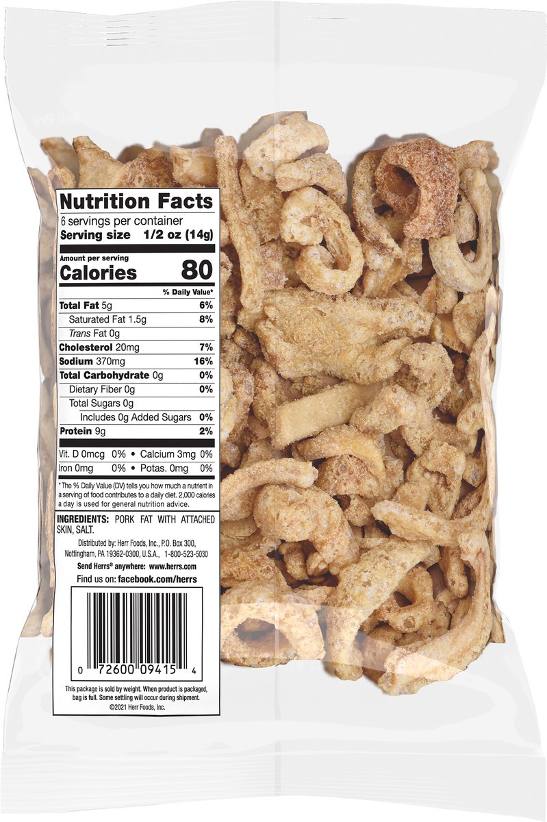 slide 12 of 12, Herr's Pork Cracklin Dippers Original Chicharrones 3 oz, 3 oz