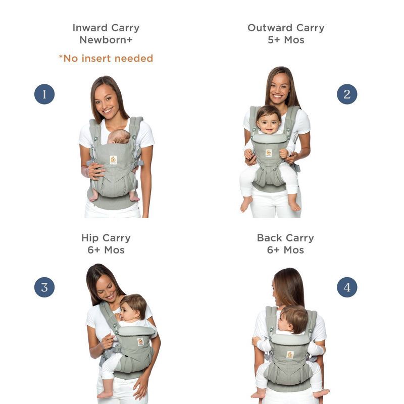 slide 2 of 9, Ergobaby Omni 360 All Carry Positions Baby Carrier for Newborn to Toddler - Pearl Gray - 7-45 lbs, 7 ct; 45 lb