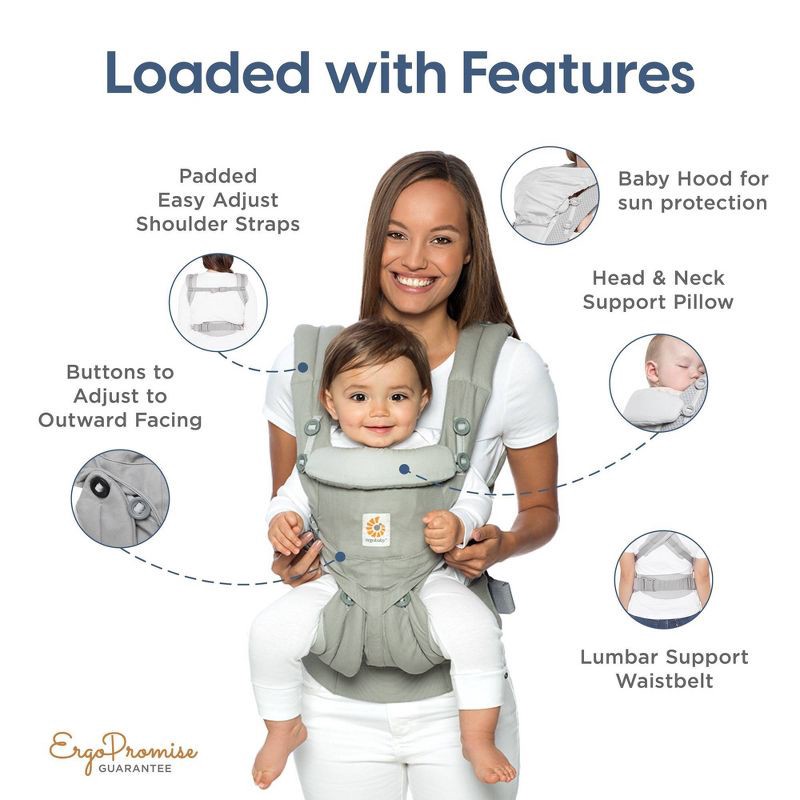 slide 3 of 9, Ergobaby Omni 360 All Carry Positions Baby Carrier for Newborn to Toddler - Pearl Gray - 7-45 lbs, 7 ct; 45 lb