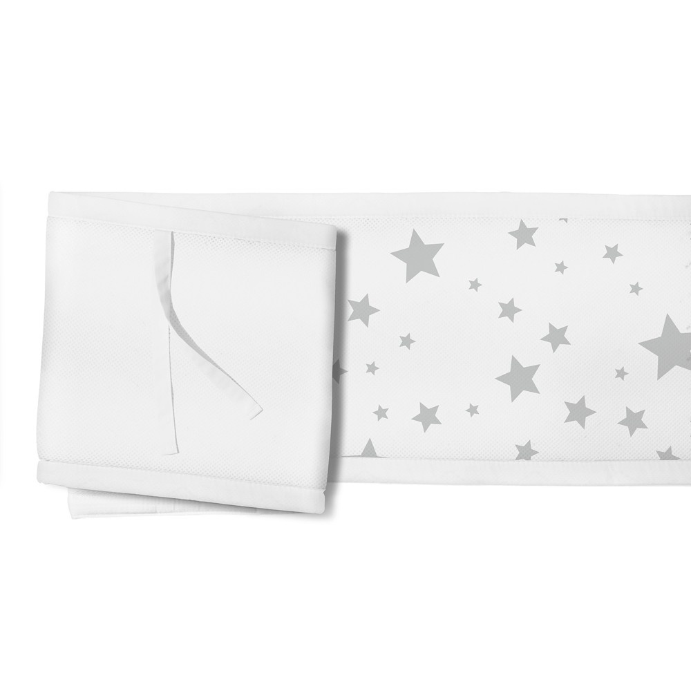slide 2 of 4, BreathableBaby Mesh Crib Liner - Star Light Gray/White, 1 ct