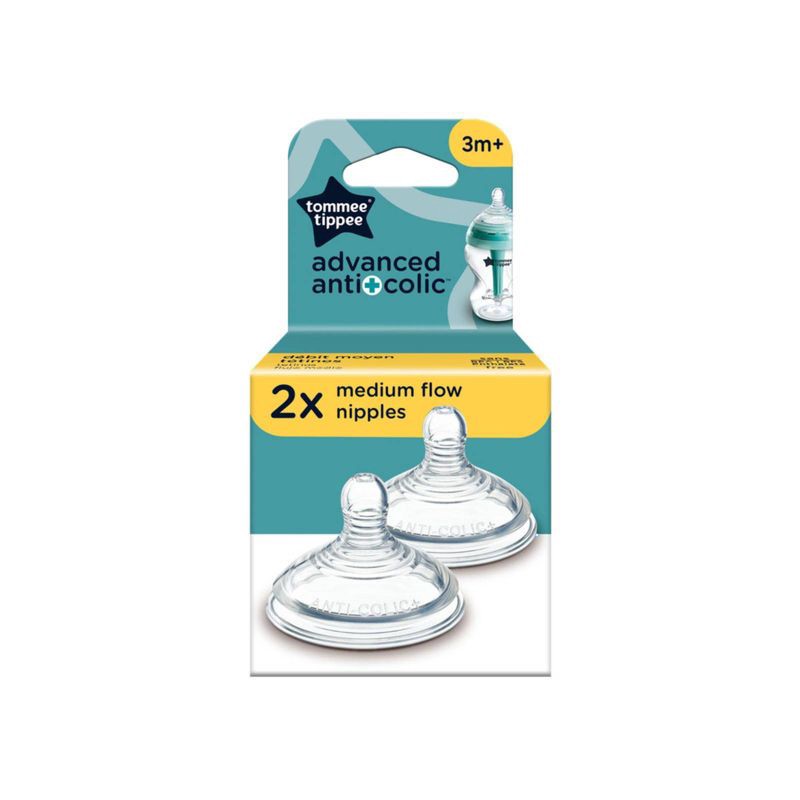 slide 6 of 6, Tommee Tippee Anti-colic 2pk Medium Flow Nipples - Clear, 2 ct