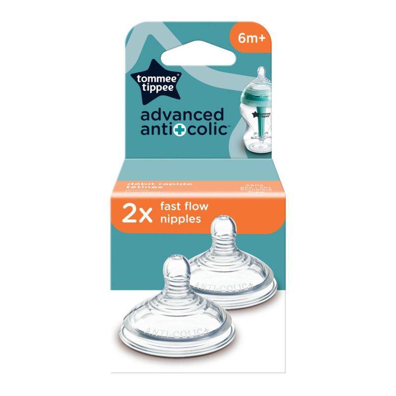 slide 6 of 6, Tommee Tippee Advanced Anti-colic 2pk Nipples Fast Flow - Clear, 2 ct