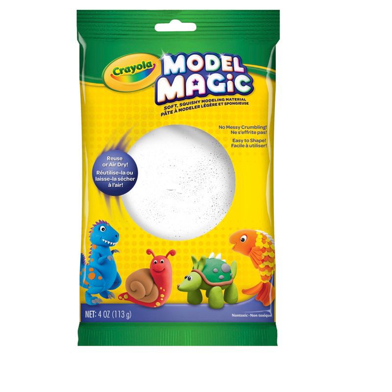 slide 1 of 6, Crayola 4oz Model Magic - White: Non-Drying, Reusable, Non-Toxic Modeling Clay for Kids, Creative Thinking, Ages 3+, 4 oz