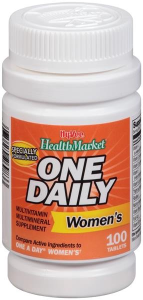 slide 1 of 1, Hy-Vee HealthMarket One Daily Women's Multivitamin Supplement Tablets, 100 ct