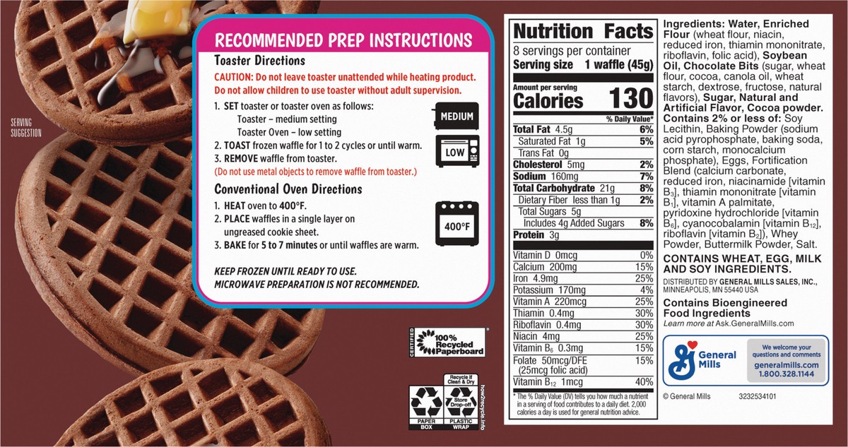 slide 2 of 13, Pillsbury Cocoa Puffs Frozen Waffles, 8 Waffles, 12.7 oz., 8 ct