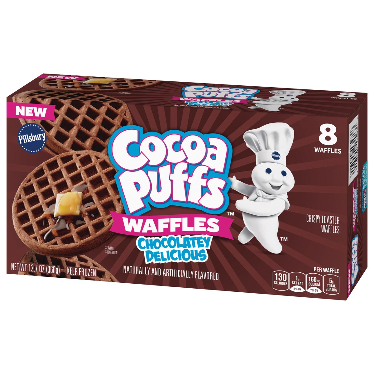 slide 13 of 13, Pillsbury Cocoa Puffs Frozen Waffles, 8 Waffles, 12.7 oz., 8 ct