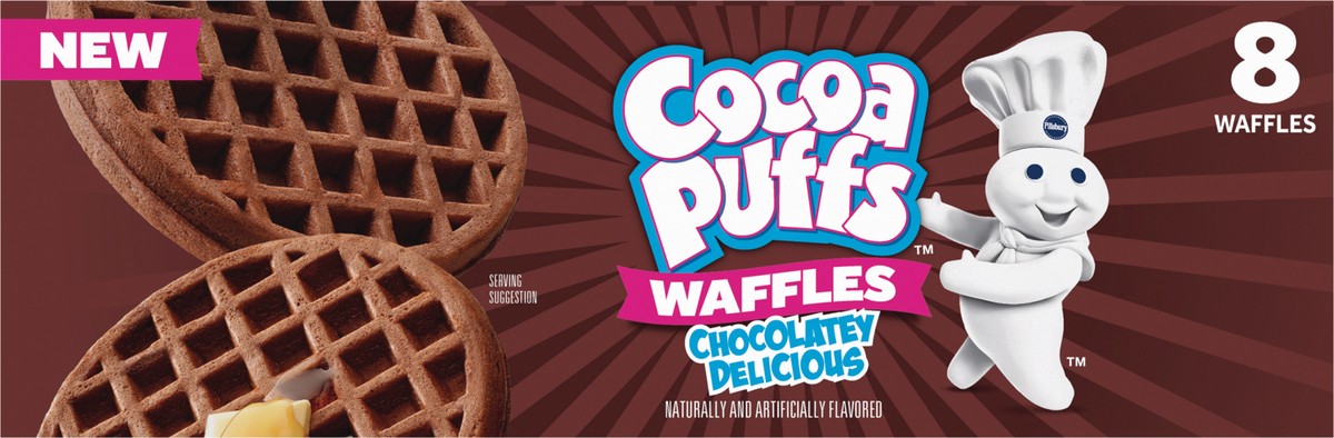 slide 9 of 13, Pillsbury Cocoa Puffs Frozen Waffles, 8 Waffles, 12.7 oz., 8 ct