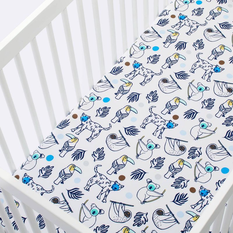 slide 3 of 5, Fitted Crib Sheet Gone Wild - Cloud Island™ Navy, 1 ct