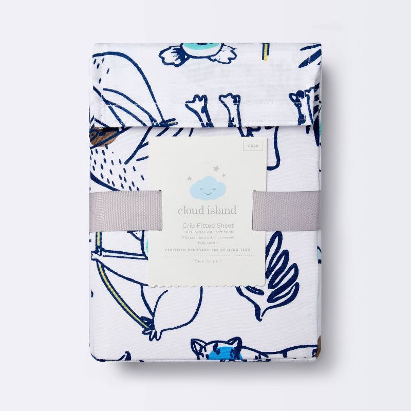slide 5 of 5, Fitted Crib Sheet Gone Wild - Cloud Island™ Navy, 1 ct
