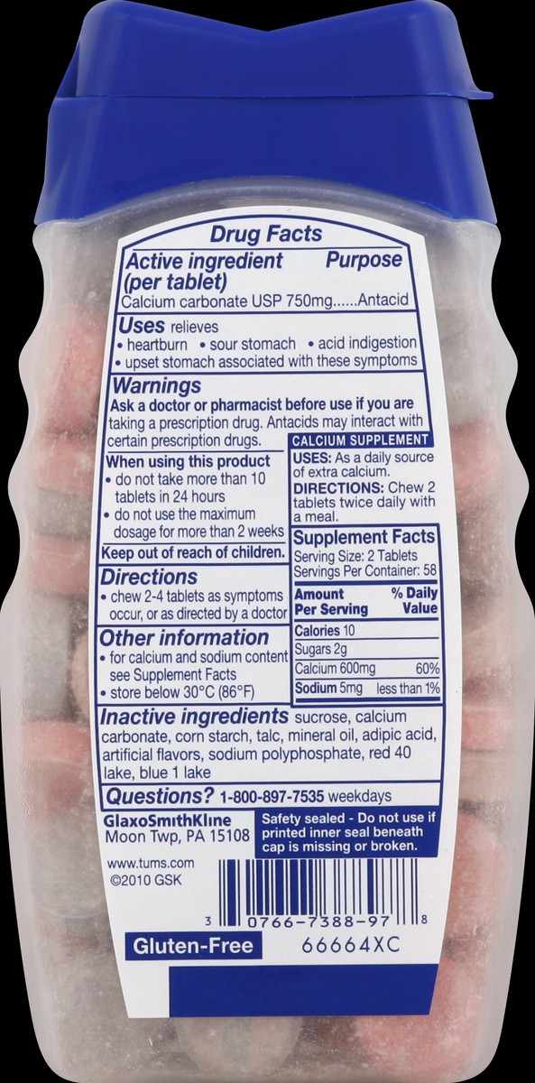 slide 3 of 3, Tums Antacid/Calcium Supplement 116 ea, 116 ct