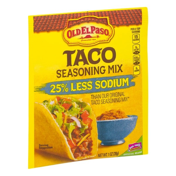 slide 1 of 10, Old El Paso Taco Seasoning Mix 25% Less Sodium Packet, 1 oz
