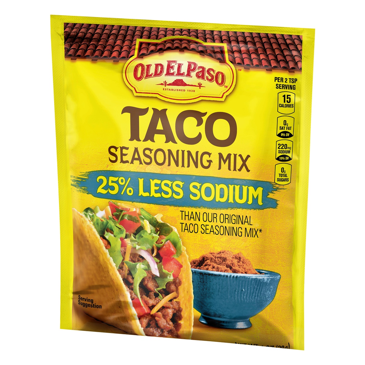 slide 3 of 10, Old El Paso Taco Seasoning Mix 25% Less Sodium Packet, 1 oz