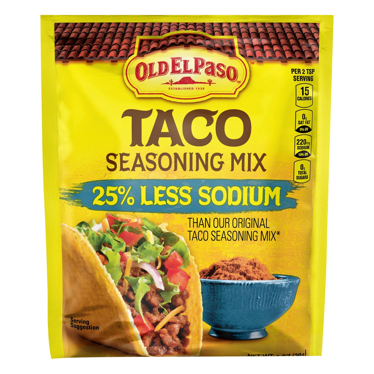 slide 1 of 3, Old El Paso 25% Less Sodium Taco Seasoning Mix 1 oz, 1 oz