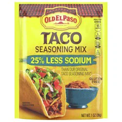 Old El Paso Taco Seasoning, 25% Less Sodium, 1 oz.