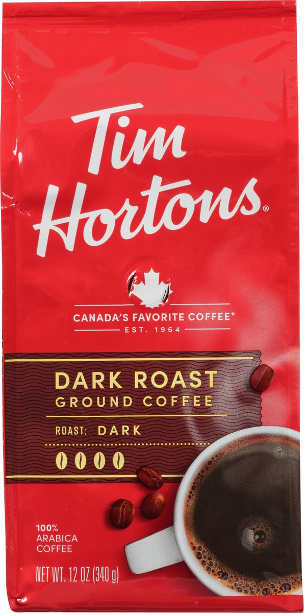 slide 1 of 13, Tim Hortons Ground Dark Roast Coffee - 12 oz, 12 oz