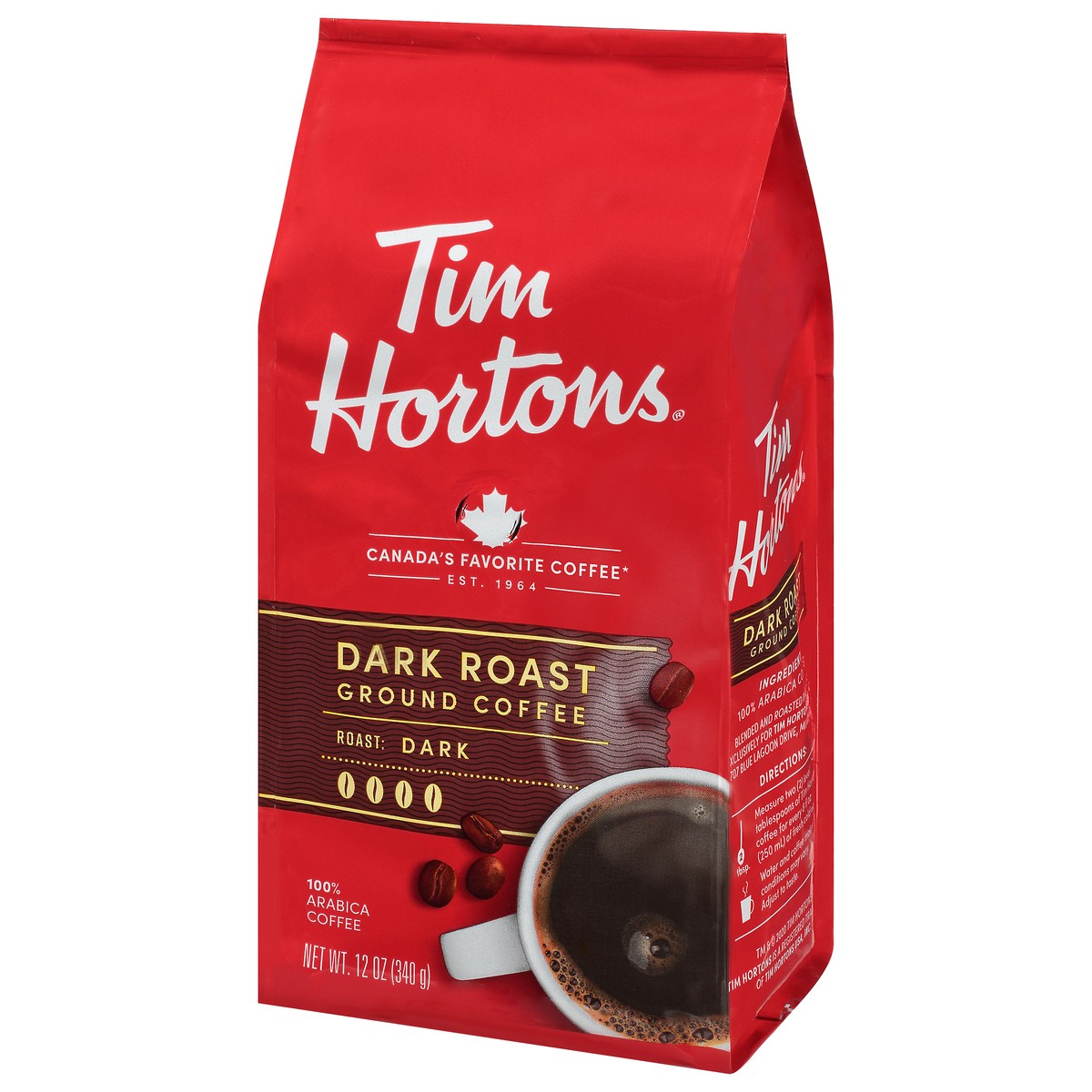 slide 9 of 13, Tim Hortons Ground Dark Roast Coffee - 12 oz, 12 oz