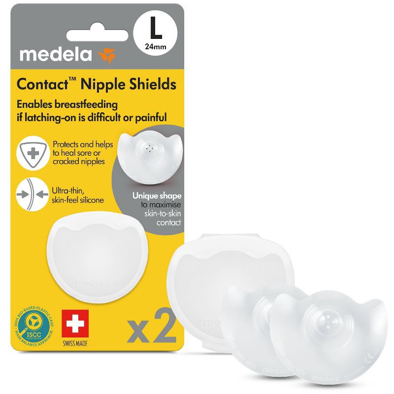 slide 1 of 6, Medela Contact Nipple Shields with Carrying Case - 24mm, 1 ct