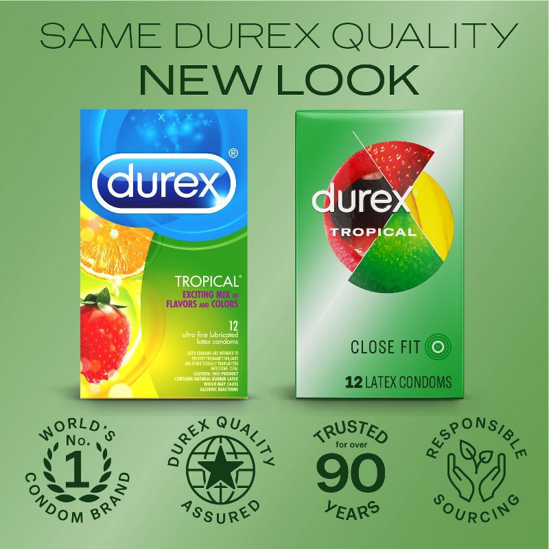 slide 2 of 14, Durex Tropical Flavors - Condom 12ct, 12 ct