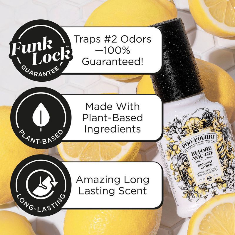 slide 14 of 16, Poo-Pourri Before-You-Go Original Citrus, Lemon, Bergamot and Lemongrass Toilet Spray, 1 ct