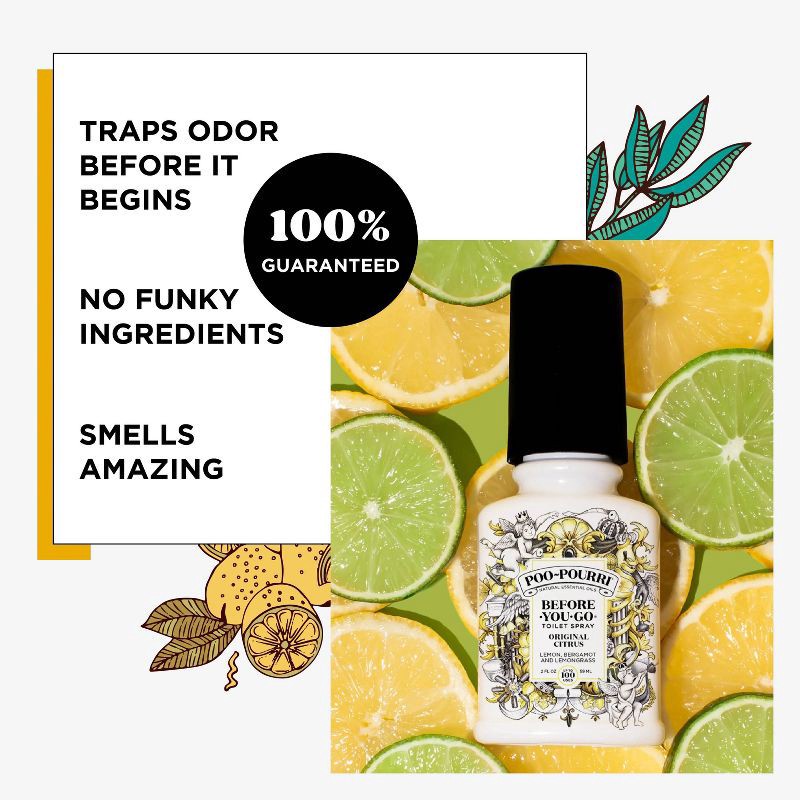 slide 4 of 16, Poo-Pourri Before-You-Go Original Citrus, Lemon, Bergamot and Lemongrass Toilet Spray, 1 ct