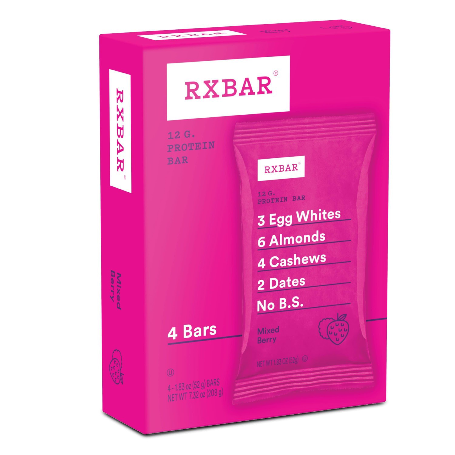slide 1 of 1, RXBAR Mixed Berry Protein Bars - 4ct, 4 ct
