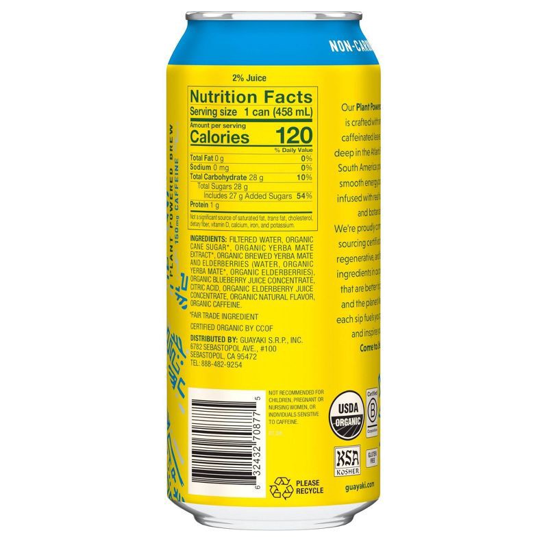 slide 2 of 2, Guayaki Yerba Mate Bluephoria - 15.5 fl oz Can, 15.5 fl oz