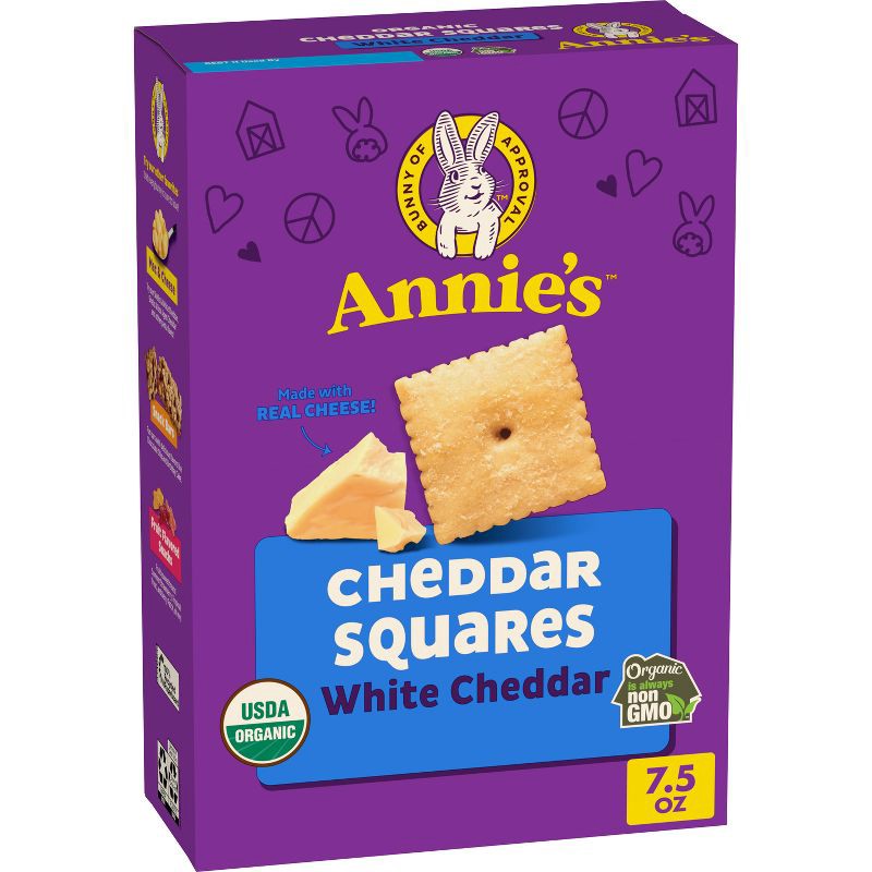 slide 1 of 9, Annie's Organic White Cheddar Squares Baked Snack Crackers - 7.5oz, 7.5 oz