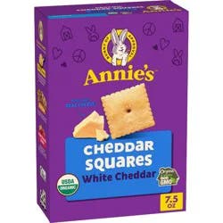 Annie's Organic White Cheddar Squares Baked Snack Crackers - 7.5oz