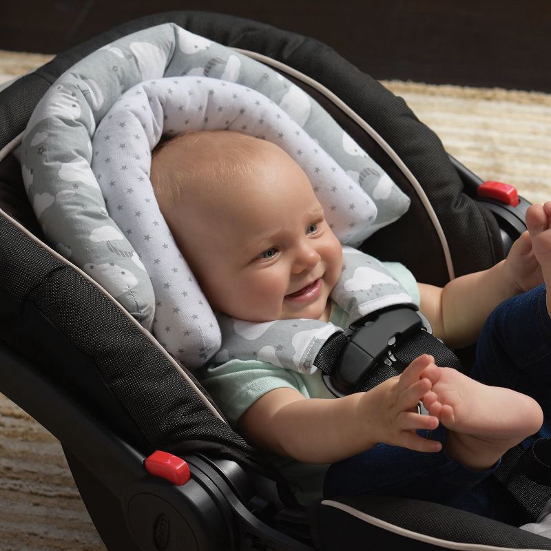slide 3 of 9, Go by Goldbug Clouds Duo Head Support And Strap Cover Set For Car Seat, Stroller, Bouncer, 1 ct