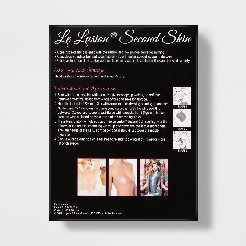 slide 3 of 3, Fashion Forms Women's Le Lusion Adhesive Strapless Backless Second Skin Bra - Nude C: Silicone, Semi-Opaque, Hand Wash, 1 ct