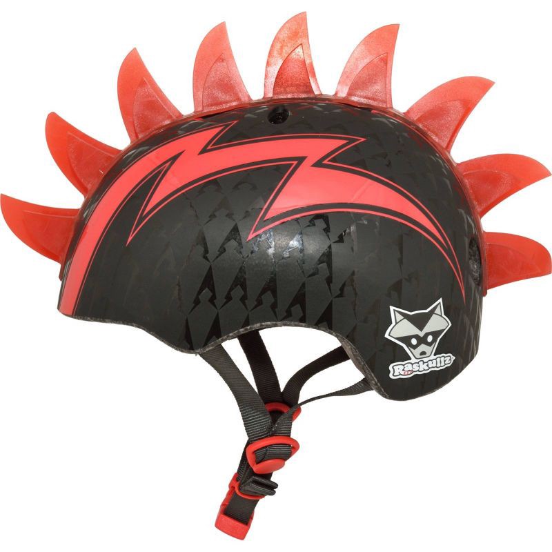 slide 2 of 8, Raskullz LED Bolt Light Up Mohawk Child Helmet - Black/Red, 1 ct