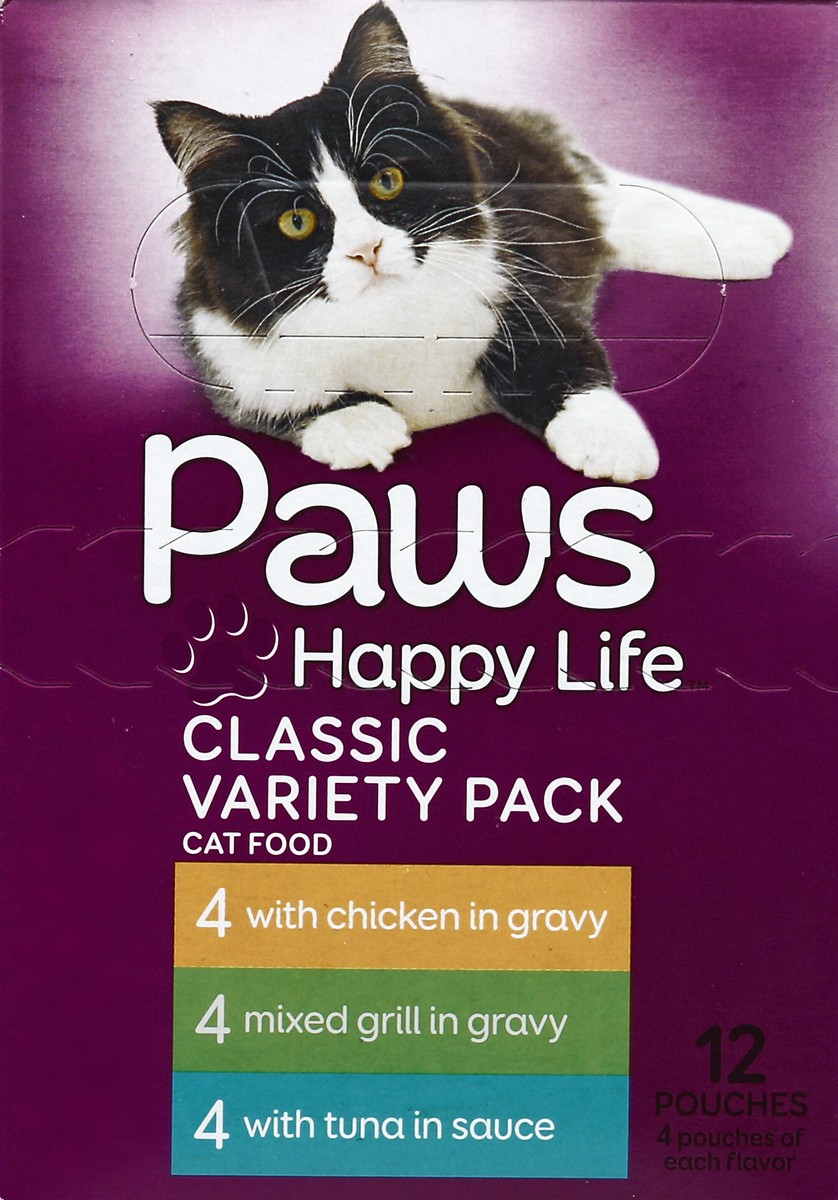 slide 3 of 6, Paws Happy Life Chicken in Gravy/Mixed Grill in Gravy/Tuna in Sauce Cat Food Classic Variety Pack 12 ea, 12 ct