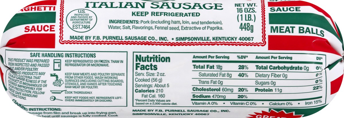 slide 3 of 13, Purnell's "Old Folks" Italian Sausage, 16 oz, 16 oz