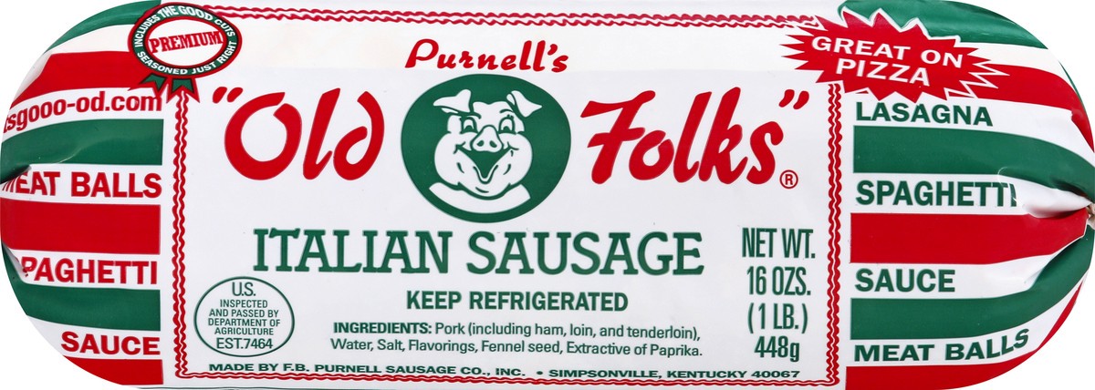 slide 1 of 13, Purnell's "Old Folks" Italian Sausage, 16 oz, 16 oz