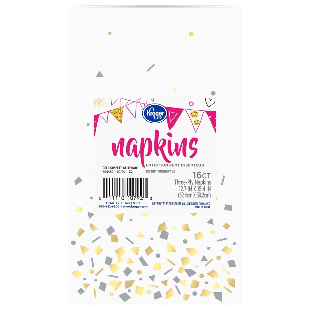 slide 2 of 2, Kroger Gold Confetti Paper Napkins, 16 ct