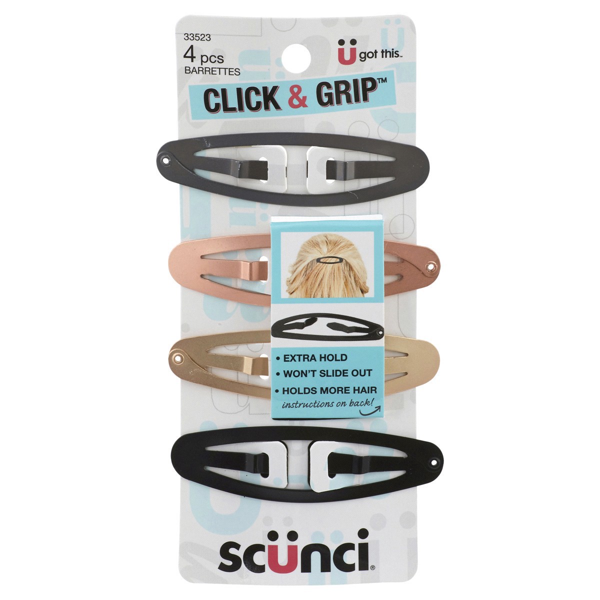 slide 1 of 5, scünci Double Snap Clip, 4 ct