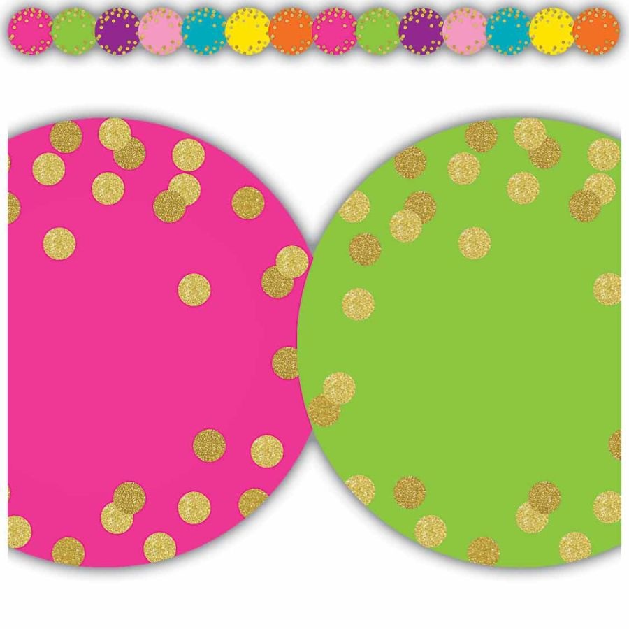 slide 2 of 2, Teacher Created Resources Die-Cut Border Trim Strips, 2-3/4'' X 35'', Confetti Circles, Pack Of 12 Strips, 12 ct