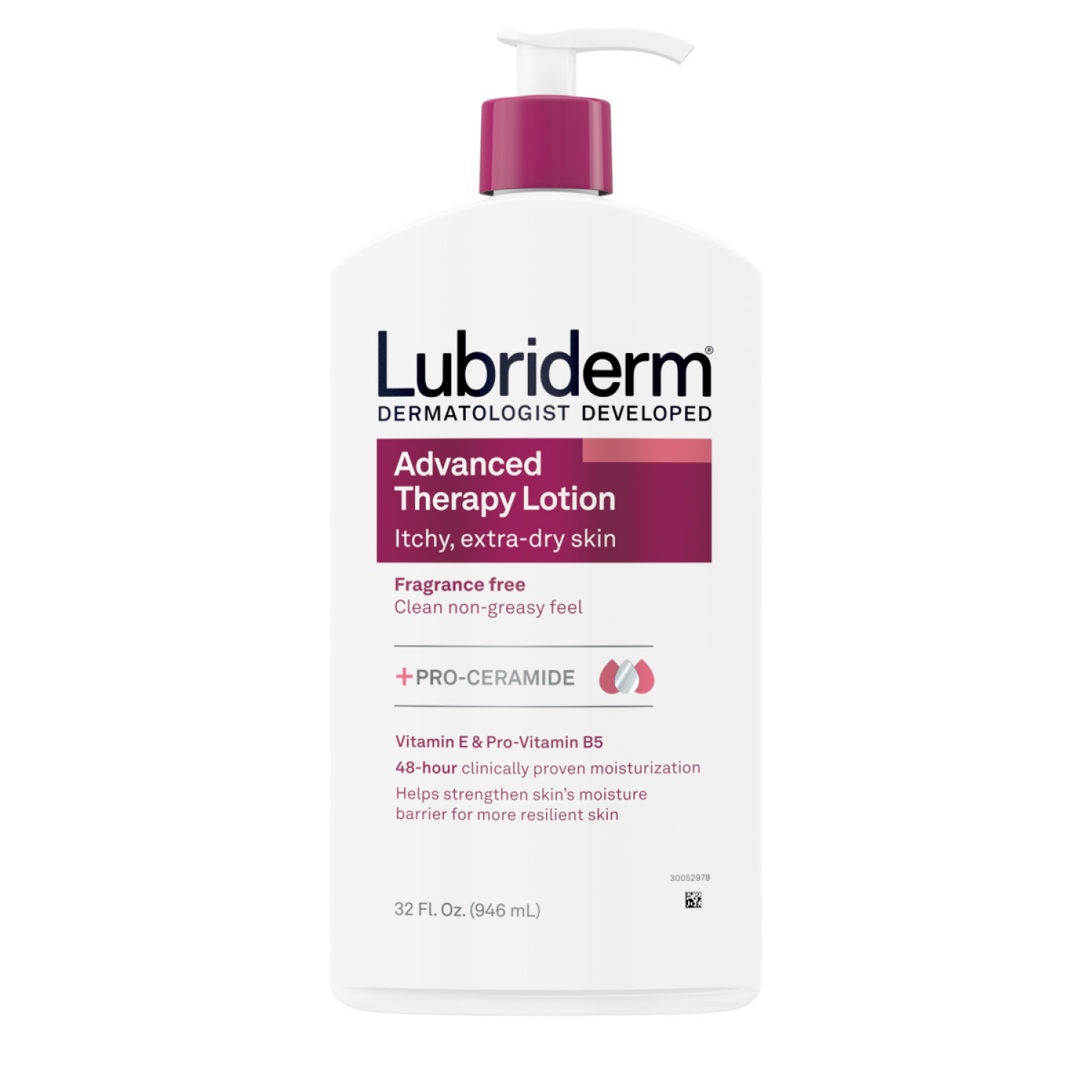 slide 1 of 5, Lubriderm Advanced Therapy Fragrance Free Lotion, Vitamin E, 32 fl. oz, 32 fl oz
