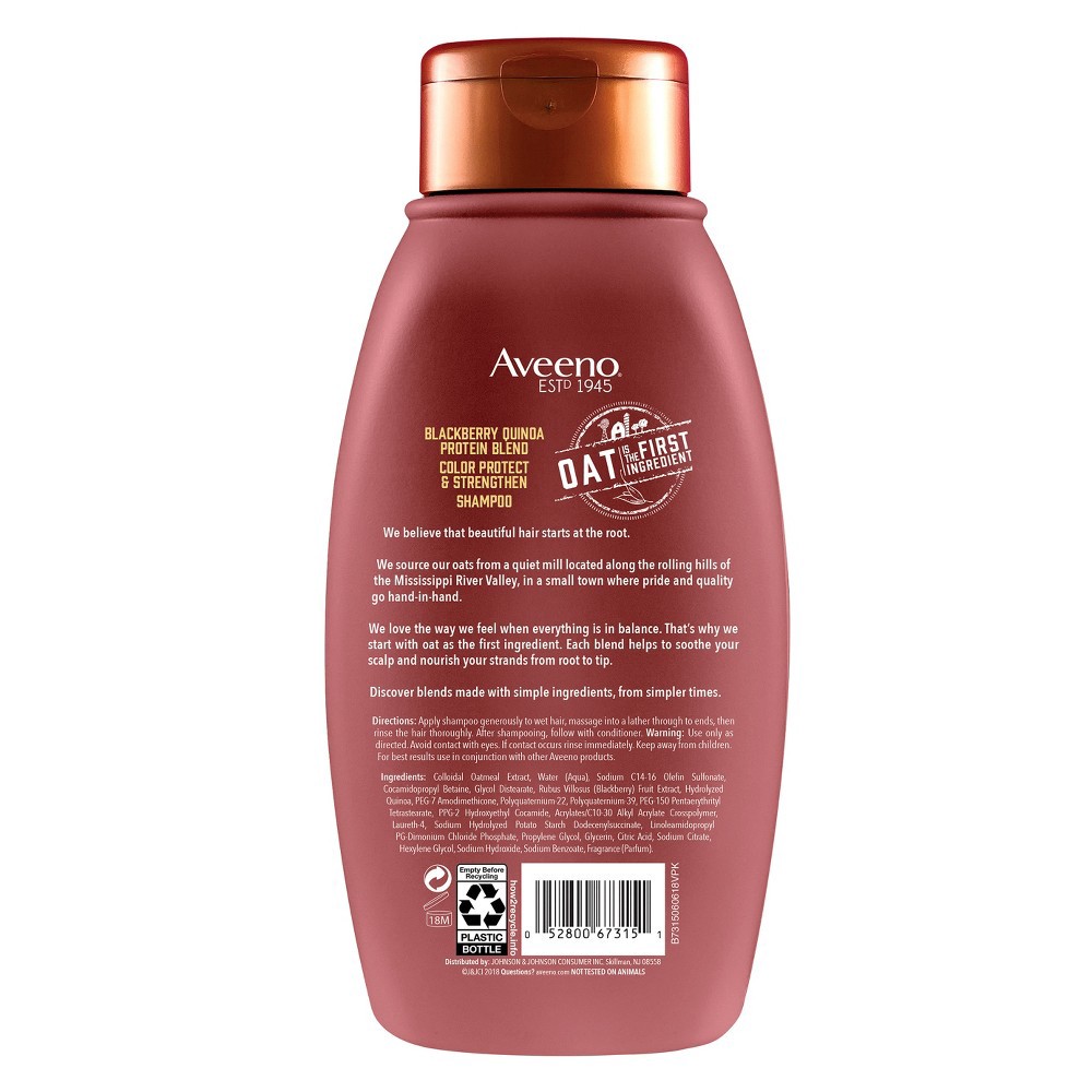 slide 2 of 3, Aveeno Blackberry & Quinoa Blend Color Protect & Strengthen Shampoo 12 fl oz, 12 fl oz