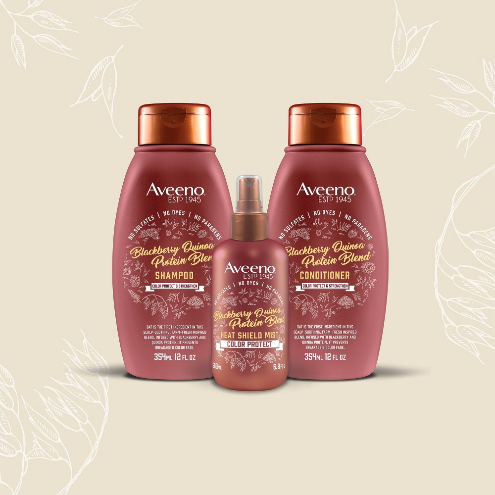 slide 3 of 3, Aveeno Blackberry & Quinoa Blend Color Protect & Strengthen Shampoo 12 fl oz, 12 fl oz