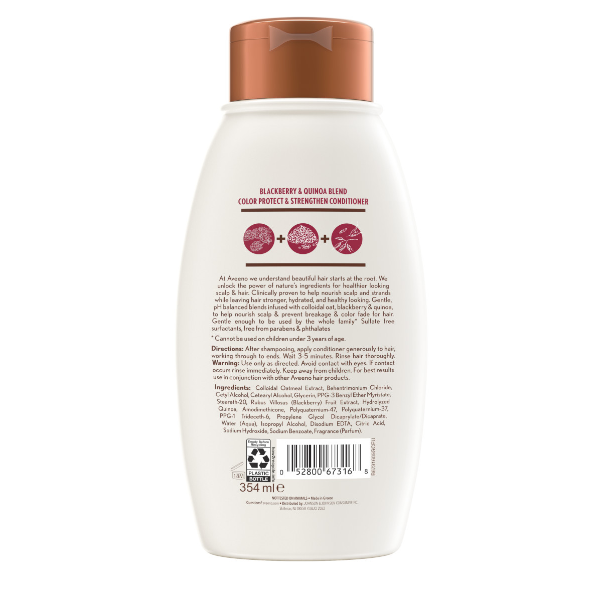 slide 2 of 2, Aveeno Blackberry & Quinoa Color-Protecting Conditioner, 354 ml