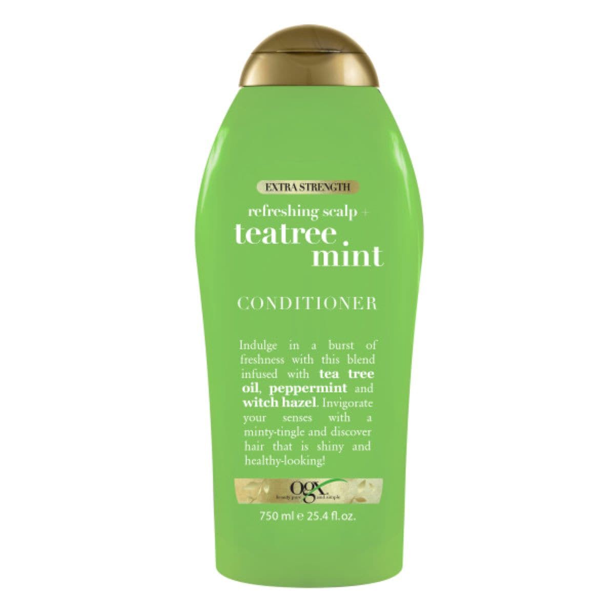 slide 1 of 25, OGX Extra Strength Refreshing Scalp + Teatree Mint Conditioner, Invigorating Conditioner with Tea Tree & Peppermint Oil & Witch Hazel, Paraben-Free, Sulfate-Free Surfactants, 25.4 Fl Oz, 25.4 oz