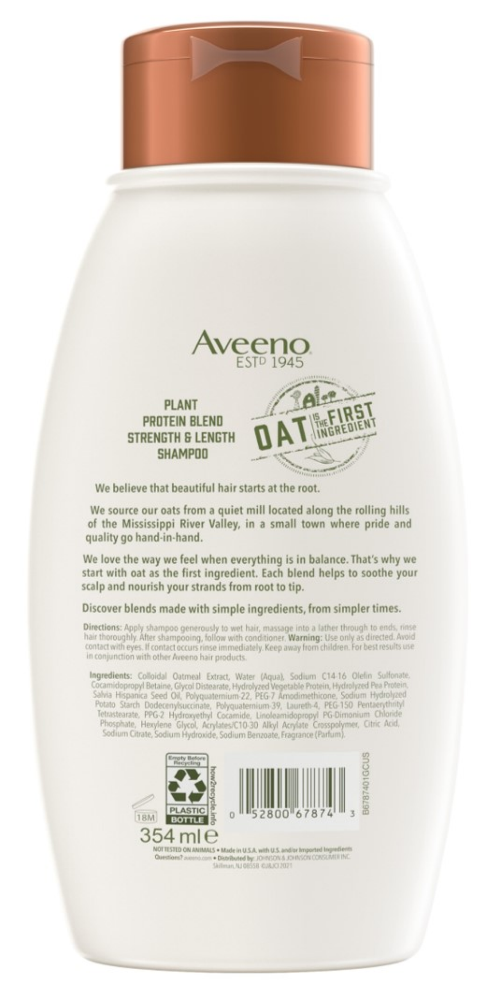 slide 2 of 2, Aveeno Plant Protein Blend Strength & Length Shampoo 12 fl oz, 12 fl oz