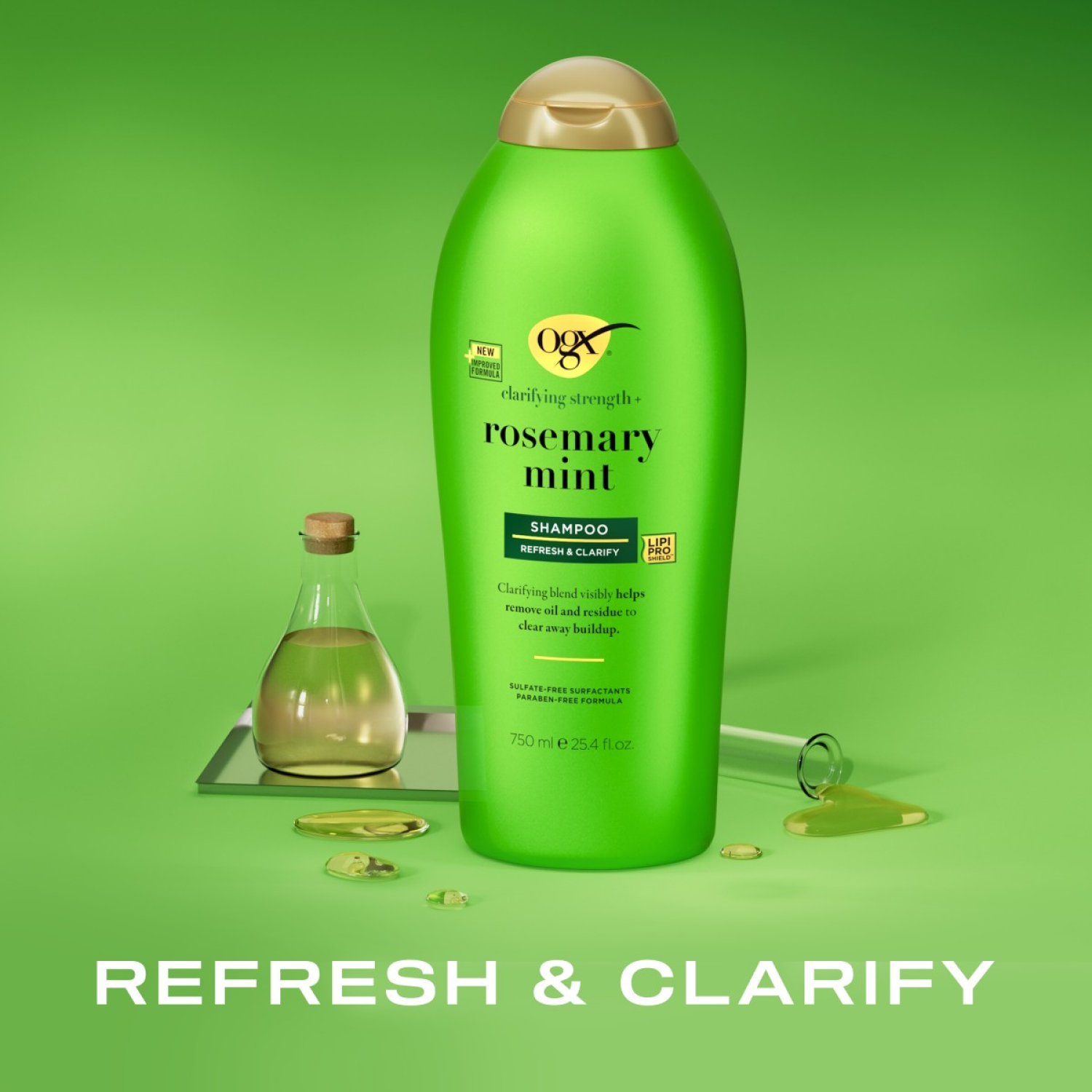 slide 4 of 8, OGX Clarifying Strength + Rosemary Mint Shampoo, Clarifying, Sulfate-Free Surfactants, 25.4 fl oz