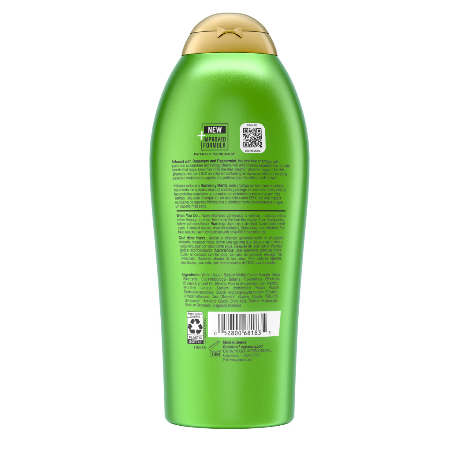slide 6 of 8, OGX Clarifying Strength + Rosemary Mint Shampoo, Clarifying, Sulfate-Free Surfactants, 25.4 fl oz