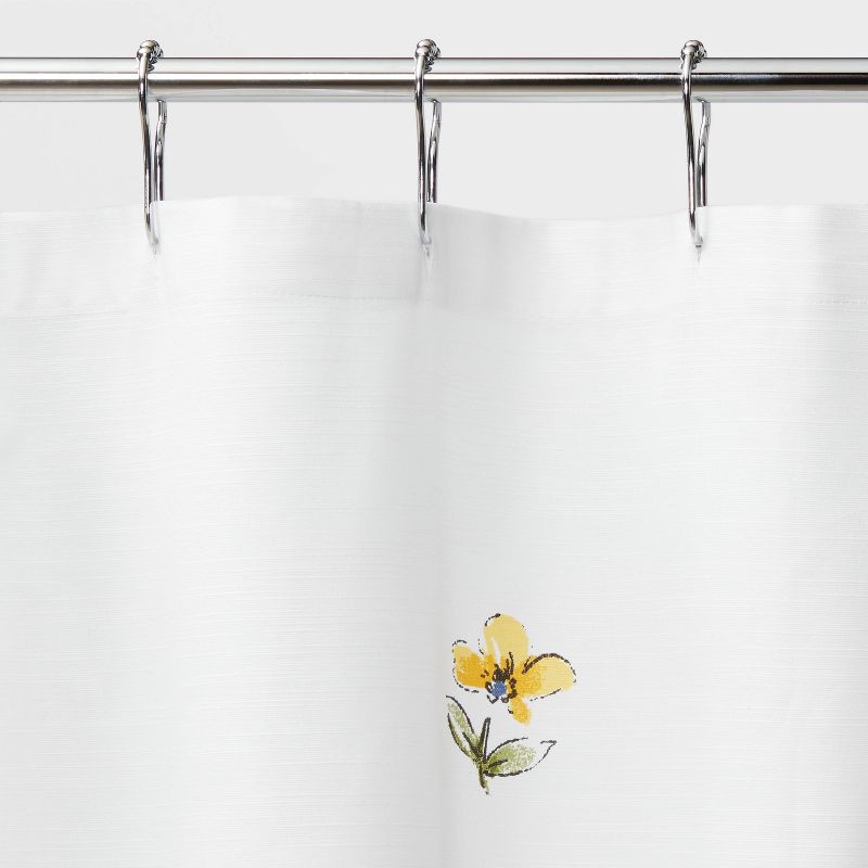 slide 4 of 4, Floral Print Shower Curtain Gold Medal - Threshold™: Cotton Fabric, Botanical Design, Machine Washable, 1 ct