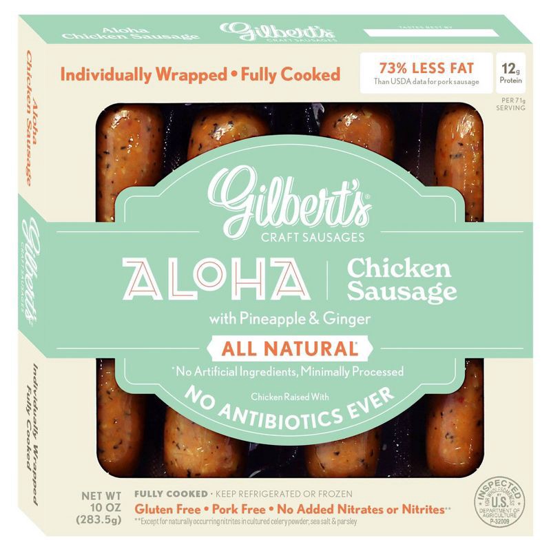 slide 1 of 10, Gilbert's Craft Sausages Gilbert's Craft Sausage Aloha Chicken Sausage - 10oz, 10 oz